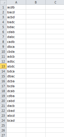 Liste de lignes Excel